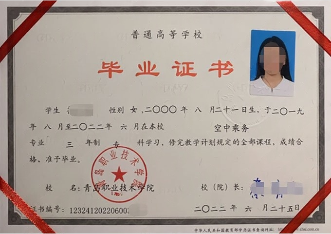海外青岛职业技术学院毕业证样本图片